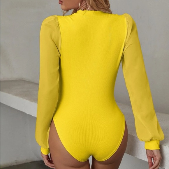 Classic Surplice Sheer Sleeve Bodysuit - Picture 3 of 15